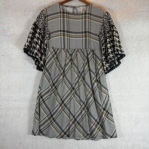uncle‎ frank Dress Women's XS Black Mixed Plaid Babydoll Dress Grunge 90s Goth